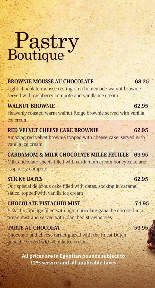 The Molten menu Egypt 1